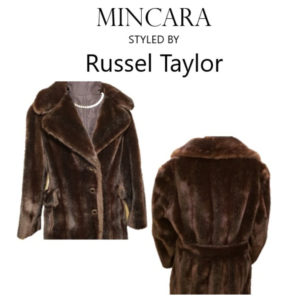 Mincara Russel Taylor Vintage Faux Mink Fur Coat,